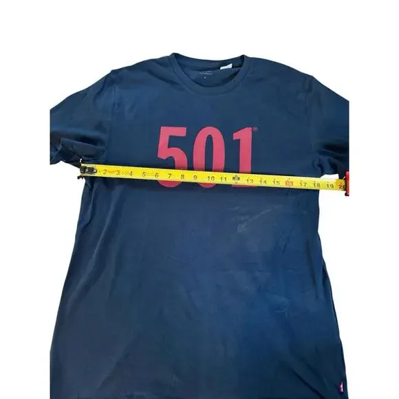 LEVIS 501 T-Shirt Blue With Red Letters Size Medium LEVIS Graphic Shirt - Picture 3 of 8